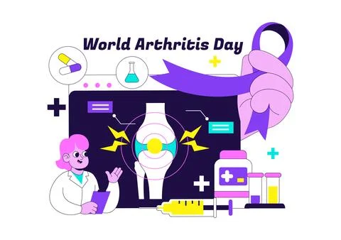 World Arthritis Day Vector Illustration Featuring Joint Health Awareness, B.. Illustrazione stock