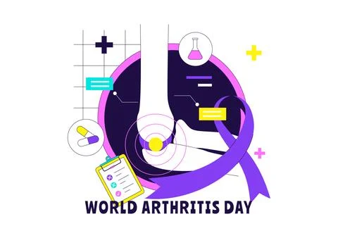 World Arthritis Day Vector Illustration Featuring Joint Health Awareness, B.. Illustrazione stock