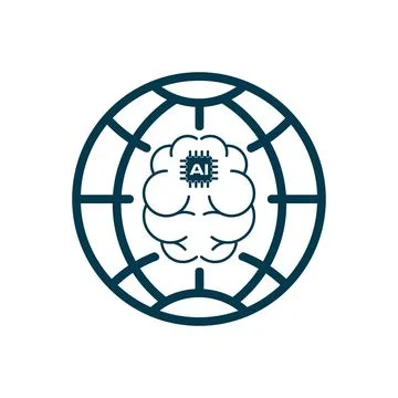 The world of artificial intelligent chip technology sym for UI of wep, app,.. Stock Illustration