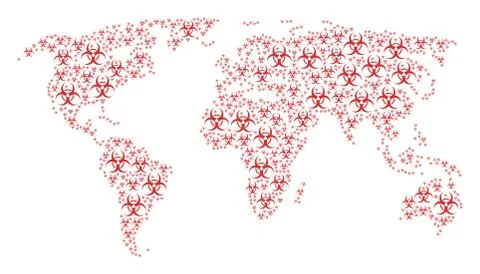 World Atlas Pattern of Biohazard Icons Stock Illustration