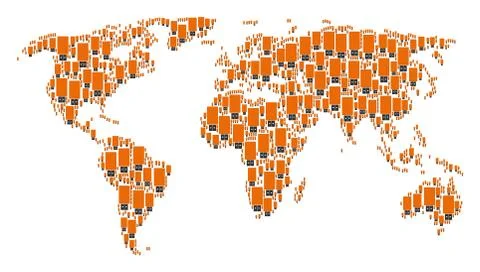 World Atlas Pattern of USB Flash Drive Items 스톡 일러스트