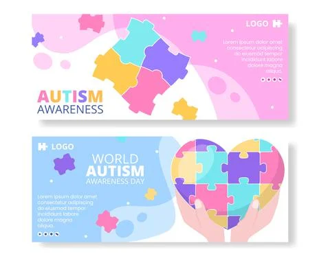 World Autism Awareness Day Banner Template Flat Illustration Editable of Squa Stock Illustration