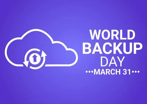 World Backup Day concept with cloud and arrows on a blue background. Stock-Illustration