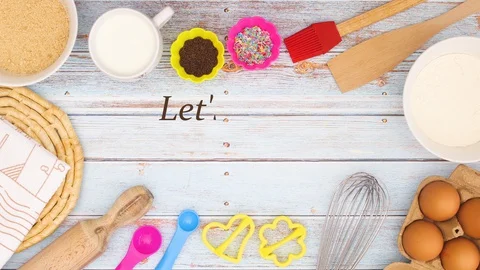 World baking day - ingredients on the kitchen table - Stop motion 스톡 동영상 129291637