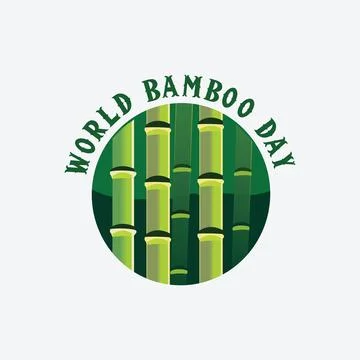 World bamboo day Logo Vector illustration of green bamboo icon. tshirt design Stock Illustration