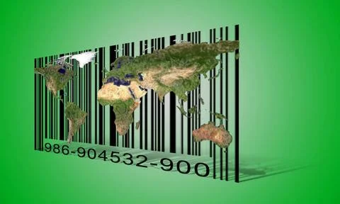 World Barcode World s Map on Barcode Background Copyright: xZoonar.com/Bru... Foto stock