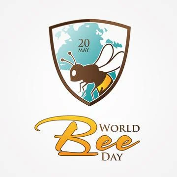 World bee day concept ecological event with shield Stock Illustration