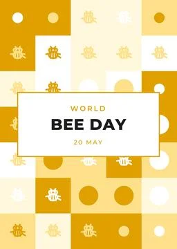 World Bee Day geometric block poster, 20 May Illustrazione stock