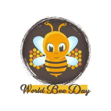World bee day with illustration vector bee and grunge background Stock Illustration