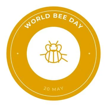 World Bee Day round badge, 20 May Stock Illustration