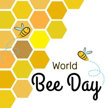 World Bee Day Vector Design Template with bees on the honeycomb Stock Illustration