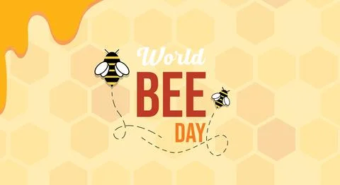 World bee day vector design. Background template white honeycomb pattern an.. Stock Illustration