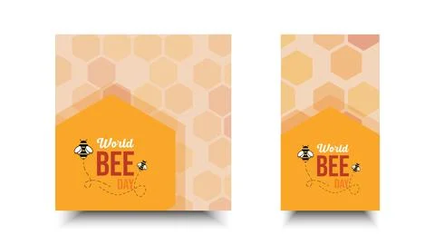 World bee day vector design. Social media template white honeycomb pattern .. Stock Illustration