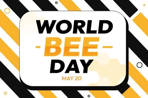World Bee Day Wallpaper with Yellow and black shapes along typography in center Stock Illustration