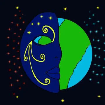 The world behind the mask Stock-Illustration