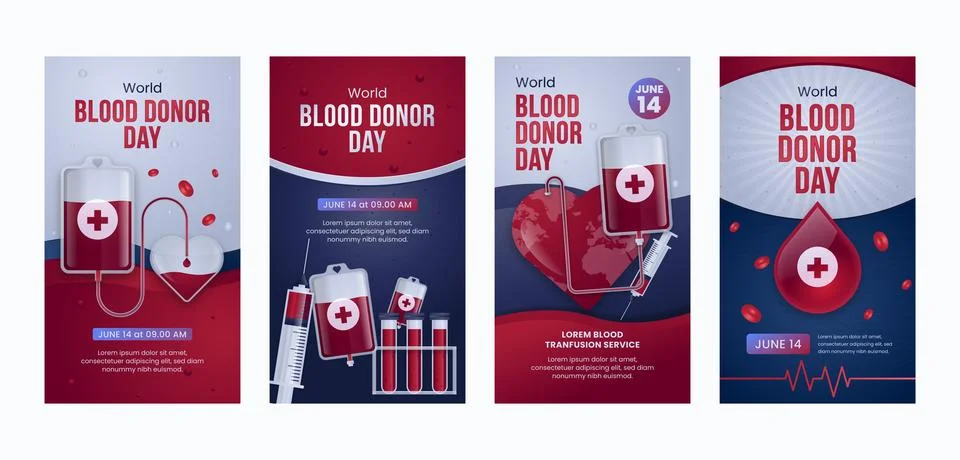 World blood donor day gradient ig stories Illustrazione stock