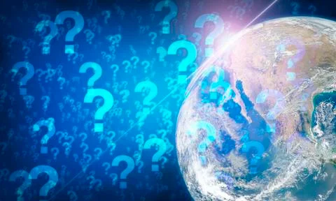 World of blue question mark. Elements of this image furnished by NASA. Stock Photos