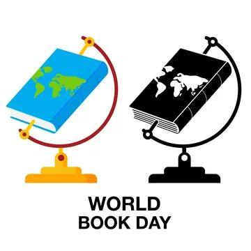 World book and copyright day, logo , icon ,flat design, vector Stock Illustration