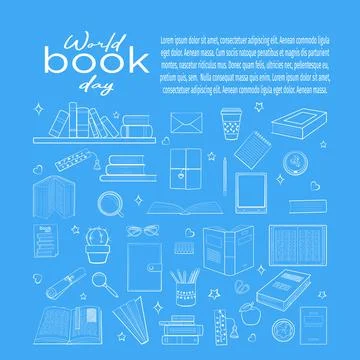 World Book Day blue with text Stock Illustration