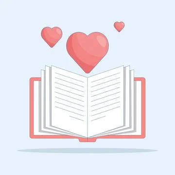 World book day concept. open book with heart. love and enjoy reading books. Stock Illustration