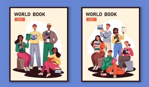 World book day posters set. Love for literature and reading. International Stock-Illustration