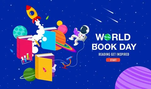 World book day, reading Imagination., back to school, template banner, concep Stock Illustration