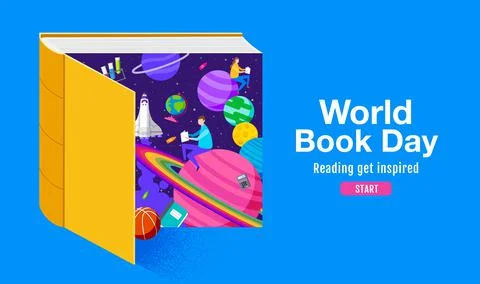 World book day, reading Imagination., back to school, template banner, concep Stock Illustration