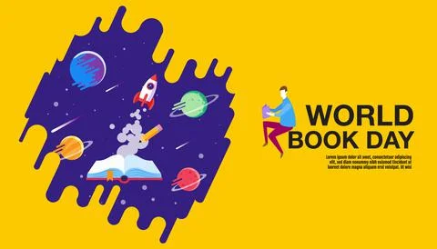 World book day, reading Imagination., back to school, template banner, concep Stock Illustration