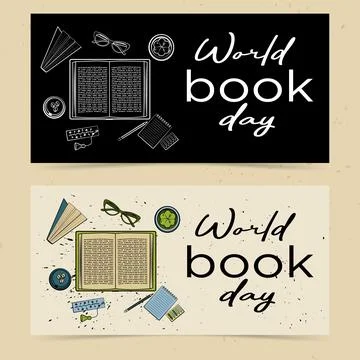 World Book Day set of two banners Stock Illustration
