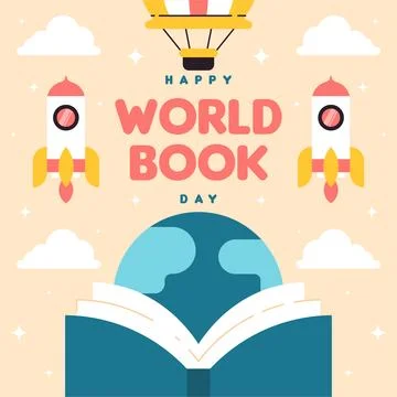 World book day web banner background illustration Stock Illustration