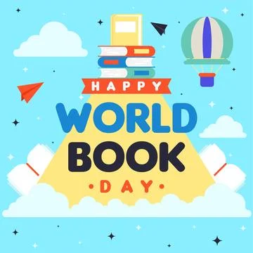 World book day web banner background illustration Stock Illustration