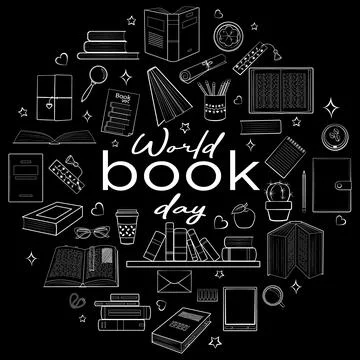 World Book Day white Circle Stock Illustration