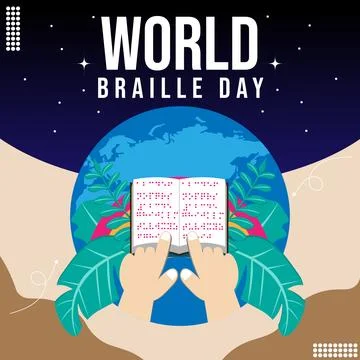 World braille day vector flat design Illustrazione stock