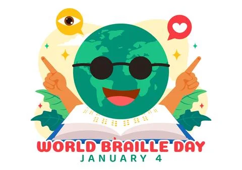World Braille Day Vector Illustration Celebrating January 4th, Featuring Br.. Stock Illustration
