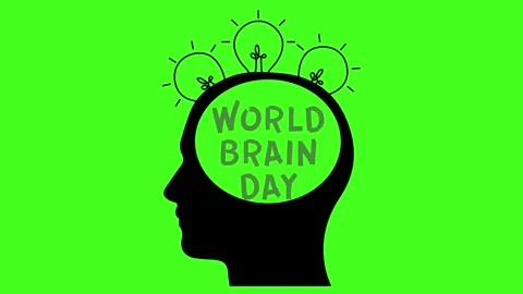 World Brain Day text animation video on green screen Stock Footage 340018582