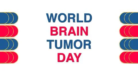 World Brain Tumor Day text reveal on white background Stock Illustration