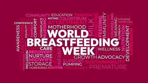 World Breastfeeding Week Word Cloud Design for Health Poster. World Breastf.. Stock Illustration