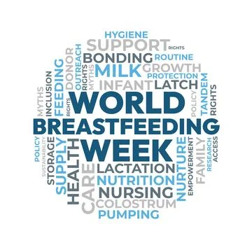 World Breastfeeding Week Word Cloud for Health Poster, Nursing Print. World.. Stock Illustration