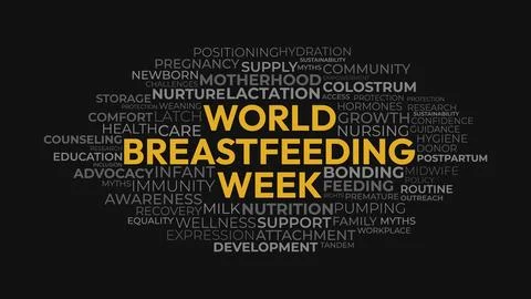 World Breastfeeding Week Word Cloud Design for Healthcare Poster, Maternal .. Stock Illustration