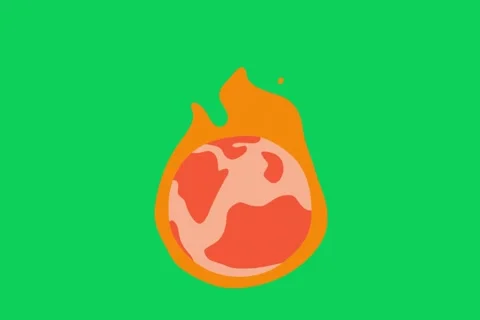 World burning flame animation on green background Stock Footage 290788274