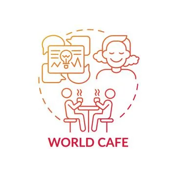 World cafe red gradient concept icon Stock Illustration