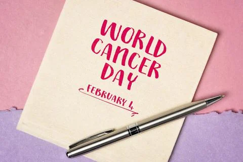 World Cancer Day, February 4 - handwriting on napkin Stock Photos