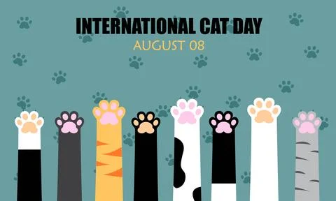 World Cat Day concept. Template design for background, Web banner, card, po.. Stock Illustration