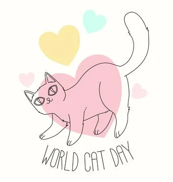 World Cat Day Postcard Иллюстрация