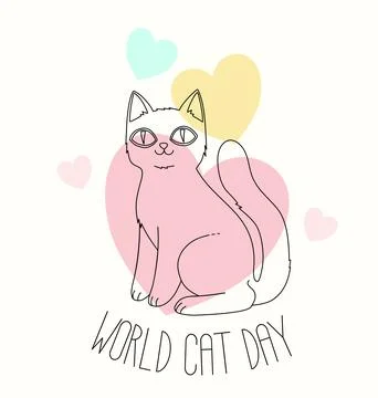 World Cat Day Postcard Stock Illustration
