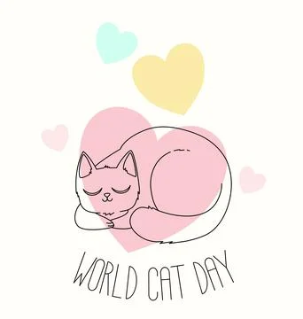 World Cat Day Postcard Иллюстрация