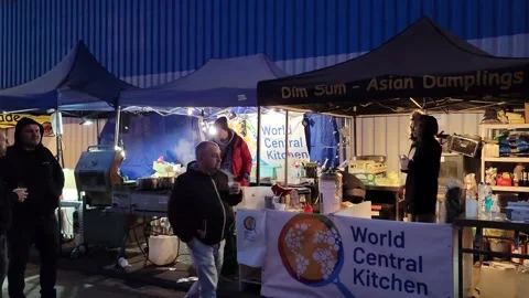 World Central Kitchen Feeding Ukrainian Refugees at Korczawa-Krakowiec Stock Footage 221123089