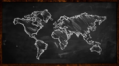 World Chalk Sketch on Blackboard Looping Animation Stock Footage 37399879