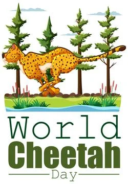 World Cheetah Day Vector Illustration Stock Illustration