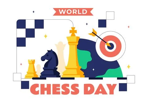 World Chess Day Vector Illustration Strategy Game Concept With Chess Pieces.. Stock Illustration